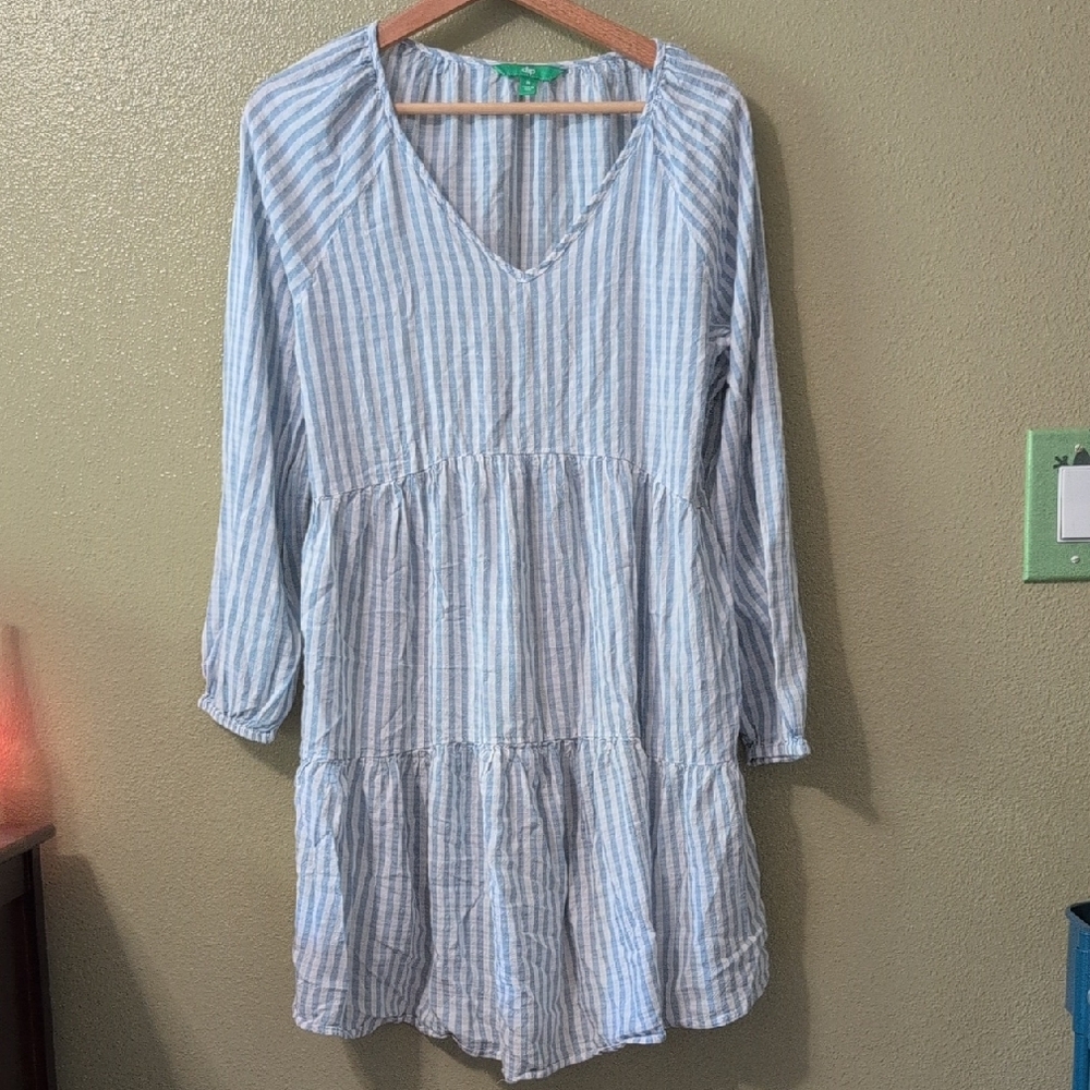 Dip Blue & White Ruffle Dress
